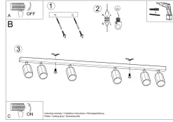 Sollux Deckenstrahler Holz 120 cm lang 6x GU10 verstellbar< Holzlampen|Moderne Lampen