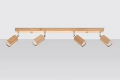 Holzlampen|Moderne Lampen*Sollux Deckenstrahler Holz 4-flammig 80 cm lang GU10 VESUVIA