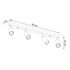 Holzlampen|Moderne Lampen*Sollux Deckenstrahler Holz 4-flammig 80 cm lang GU10 VESUVIA