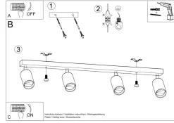 Holzlampen|Moderne Lampen*Sollux Deckenstrahler Holz 4-flammig 80 cm lang GU10 VESUVIA