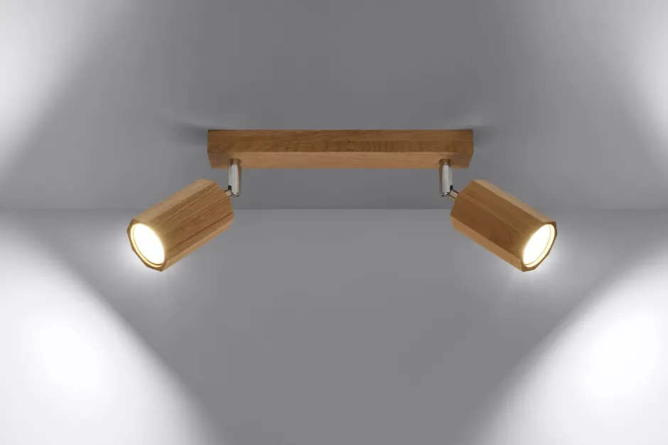Deckenleuchten|Flurlampen*Sollux Deckenstrahler Holz länglich 30 cm 2-flammig GU10 Modern