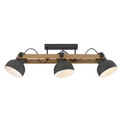 Flurlampen|Bürolampen*Just Light Deckenstrahler Holz Metall E27 96 cm 3-flammig flexibel