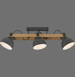 Flurlampen|Bürolampen*Just Light Deckenstrahler Holz Metall E27 96 cm 3-flammig flexibel