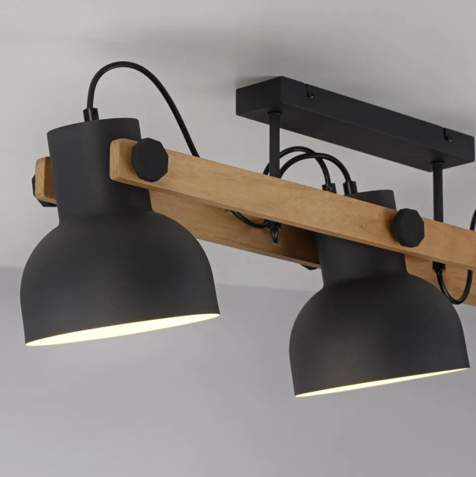 Flurlampen|Bürolampen*Just Light Deckenstrahler Holz Metall E27 96 cm 3-flammig flexibel