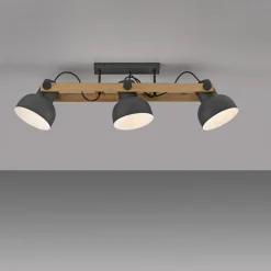 Flurlampen|Bürolampen*Just Light Deckenstrahler Holz Metall E27 96 cm 3-flammig flexibel