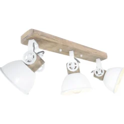 Deckenleuchten|Spots*Steinhauer Deckenstrahler Holz Metall Weiß 59 cm E27 beweglich