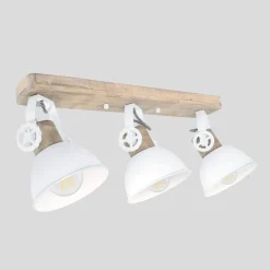 Deckenleuchten|Spots*Steinhauer Deckenstrahler Holz Metall Weiß 59 cm E27 beweglich