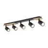 Deckenleuchten|Spots*TK Lighting Deckenstrahler Holz Metall 85 cm lang Braun Schwarz 5x GU10