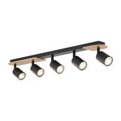 Deckenleuchten|Spots*TK Lighting Deckenstrahler Holz Metall 85 cm lang Braun Schwarz 5x GU10