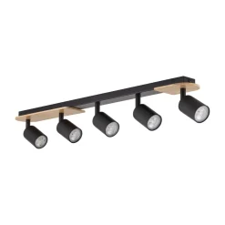 Deckenleuchten|Spots*TK Lighting Deckenstrahler Holz Metall 85 cm lang Braun Schwarz 5x GU10