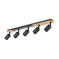 Deckenleuchten|Spots*TK Lighting Deckenstrahler Holz Metall 85 cm lang Braun Schwarz 5x GU10