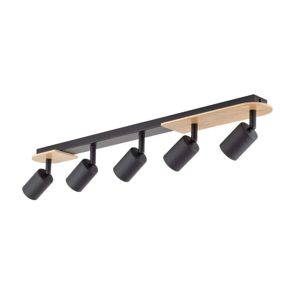 Deckenleuchten|Spots*TK Lighting Deckenstrahler Holz Metall 85 cm lang Braun Schwarz 5x GU10