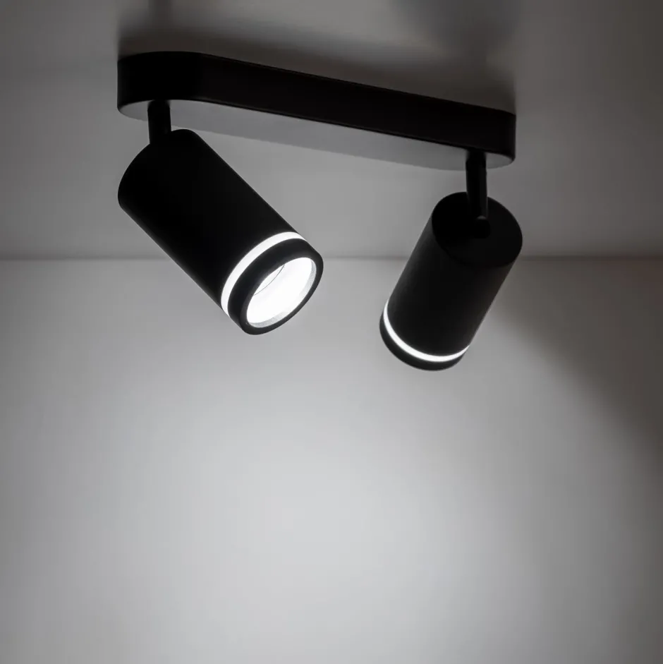 Spots|Badezimmer Lampe*TK Lighting Deckenstrahler Metall 43,5cm lang Schwarz 2-flammig GU10