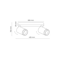 Spots|Badezimmer Lampe*TK Lighting Deckenstrahler Metall 43,5cm lang Schwarz 2-flammig GU10