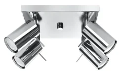 Wohnzimmerlampen|Moderne Lampen*Sollux Deckenstrahler Metall 4-flammig Chrom B: 25 cm GU10