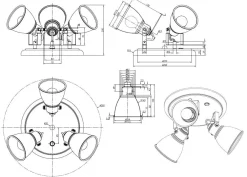Deckenleuchten|Flurlampen*Easylight Deckenstrahler Metall 3-flammig in Messing rund