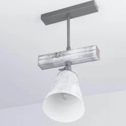 Luminex Deckenstrahler Metall Holz in Shabby Weiß Taupe E27< Flurlampen|Küchenlampen