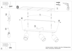 Deckenleuchten|Flurlampen*Sollux Deckenstrahler Metall Schwarz Gold 3-flammig 45 cm lang