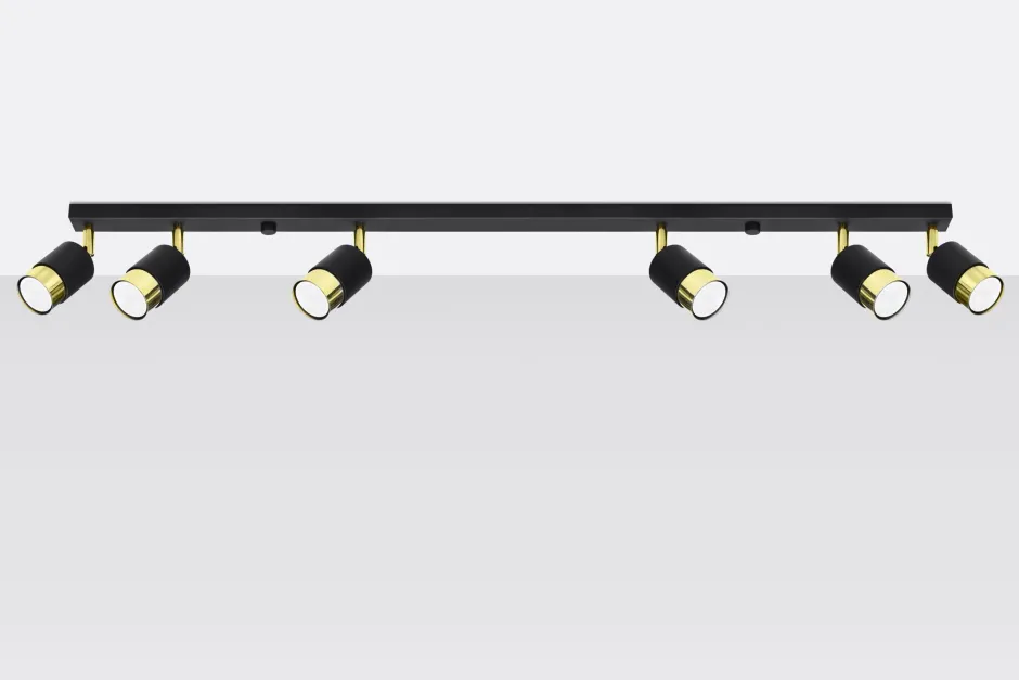 Sollux Deckenstrahler Metall Schwarz Gold 117 cm lang HAMIDE< Deckenleuchten|Flurlampen