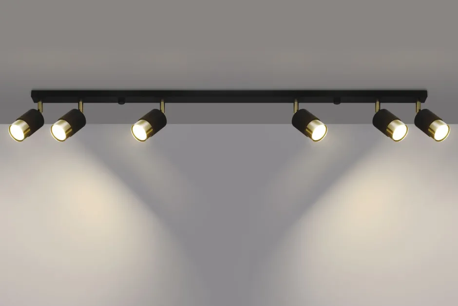 Sollux Deckenstrahler Metall Schwarz Gold 117 cm lang HAMIDE< Deckenleuchten|Flurlampen