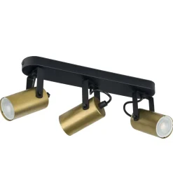 TK Lighting Deckenstrahler Metall Schwarz Gold 3-flammig GU10< Deckenleuchten|Flurlampen