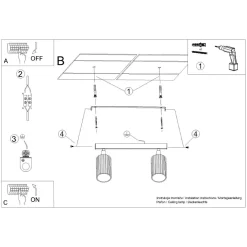 Sollux Deckenstrahler Modern B: 30 cm klein 2-flammig GU10 Schwarz< Flurlampen|Wohnzimmerlampen