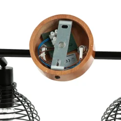 Holzlampen|Küchenlampen*Easylight Deckenstrahler Retro Design Holz Metall 2-flammig E14