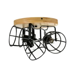 Holzlampen|Küchenlampen*Easylight Deckenstrahler rund Ø 27 cm Holz Metall 3x E14