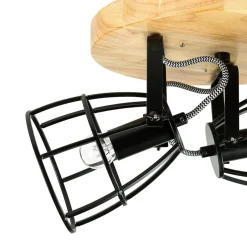 Holzlampen|Küchenlampen*Easylight Deckenstrahler rund Ø 27 cm Holz Metall 3x E14