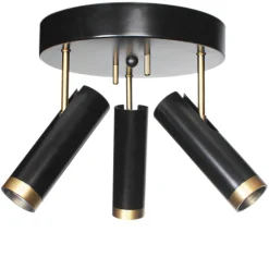 Flurlampen|Wohnzimmerlampen*By Rydéns Deckenstrahler rund 3-flammig GU10 B: 30 cm Schwarz Gold