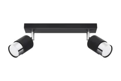 Sollux Deckenstrahler Schwarz Chrom 30 cm Metall 2-flammig< Deckenleuchten|Flurlampen