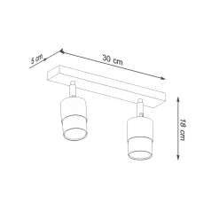 Sollux Deckenstrahler Schwarz Chrom 30 cm Metall 2-flammig< Deckenleuchten|Flurlampen