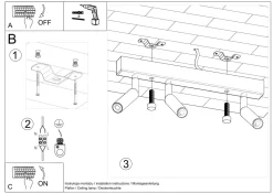 Sollux Deckenstrahler Schwarz 3-flammig 35 cm SARGAS< Deckenleuchten|Flurlampen