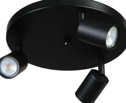 Deckenleuchten|Spots*Masterlight Deckenstrahler Schwarz 3-flammig Metall GU10 Ø 35 cm