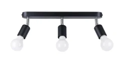 Sollux Deckenstrahler Schwarz 3-flammig schwenkbar E27 Metall< Deckenleuchten|Flurlampen