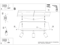 Sollux Deckenstrahler Schwarz 3-flammig schwenkbar E27 Metall< Deckenleuchten|Flurlampen