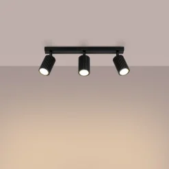 Sollux Deckenstrahler Schwarz 3-flammig B: 45 cm schwenkbar GU10< Flurlampen|Wohnzimmerlampen