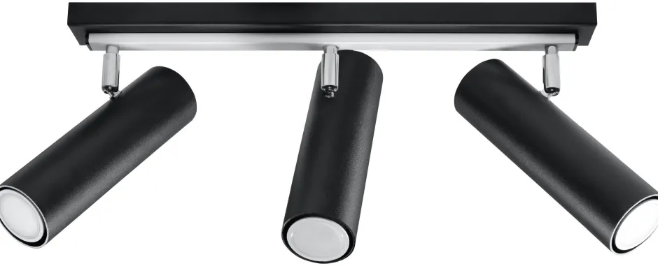 Deckenleuchten|Flurlampen*Sollux Deckenstrahler Schwarz 3-flammig GU10 Metall Spot Lampe