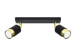 Deckenleuchten|Flurlampen*Sollux Deckenstrahler Schwarz Gold 30 cm länglich 2-flammig GU10