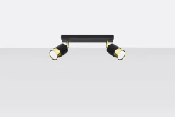 Deckenleuchten|Flurlampen*Sollux Deckenstrahler Schwarz Gold 30 cm länglich 2-flammig GU10