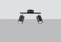 Küchenlampen|Esszimmer Lampen*Sollux Deckenstrahler Schwarz Metall 2-flammig klein GU10 DALIT