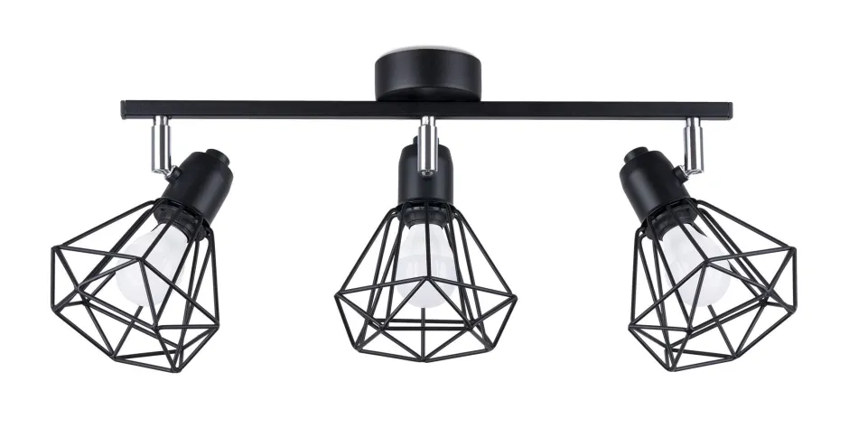 Sollux Deckenstrahler Schwarz Retro 3-flammig Metall E27< Deckenleuchten|Flurlampen