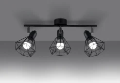 Sollux Deckenstrahler Schwarz Retro 3-flammig Metall E27< Deckenleuchten|Flurlampen