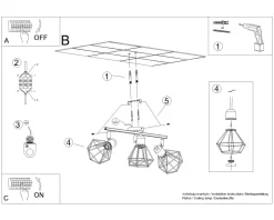 Sollux Deckenstrahler Schwarz Retro 3-flammig Metall E27< Deckenleuchten|Flurlampen