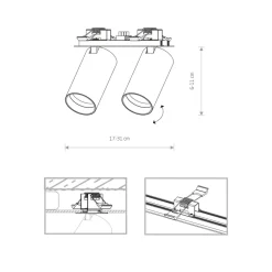 Nowodvorski Deckenstrahler Unterputz 17 cm breit 2-flammig GU10 Weiß< Spots|Flurlampen