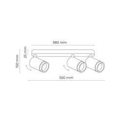 TK Lighting Deckenstrahler Weiß 55 cm lang Metall GU10 3-flammig< Deckenleuchten|Flurlampen