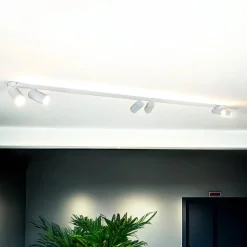 Nowodvorski Deckenstrahler Weiß 200 cm lang 6-flammig GU10 verstellbar< Metall Lampen|Wohnzimmerlampen