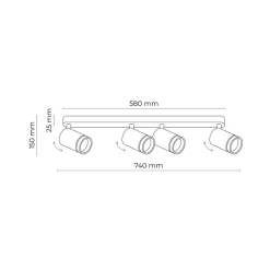 Deckenleuchten|Flurlampen*TK Lighting Deckenstrahler Weiß 4-flammig 74 cm lang Metall GU10