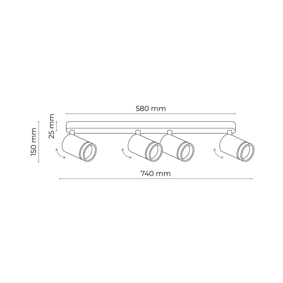 Deckenleuchten|Flurlampen*TK Lighting Deckenstrahler Weiß 4-flammig 74 cm lang Metall GU10