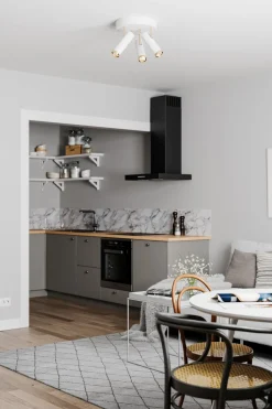 By Rydéns Deckenstrahler Weiß Gold B: 30 cm klein 3-flammig GU10< Flurlampen|Wohnzimmerlampen